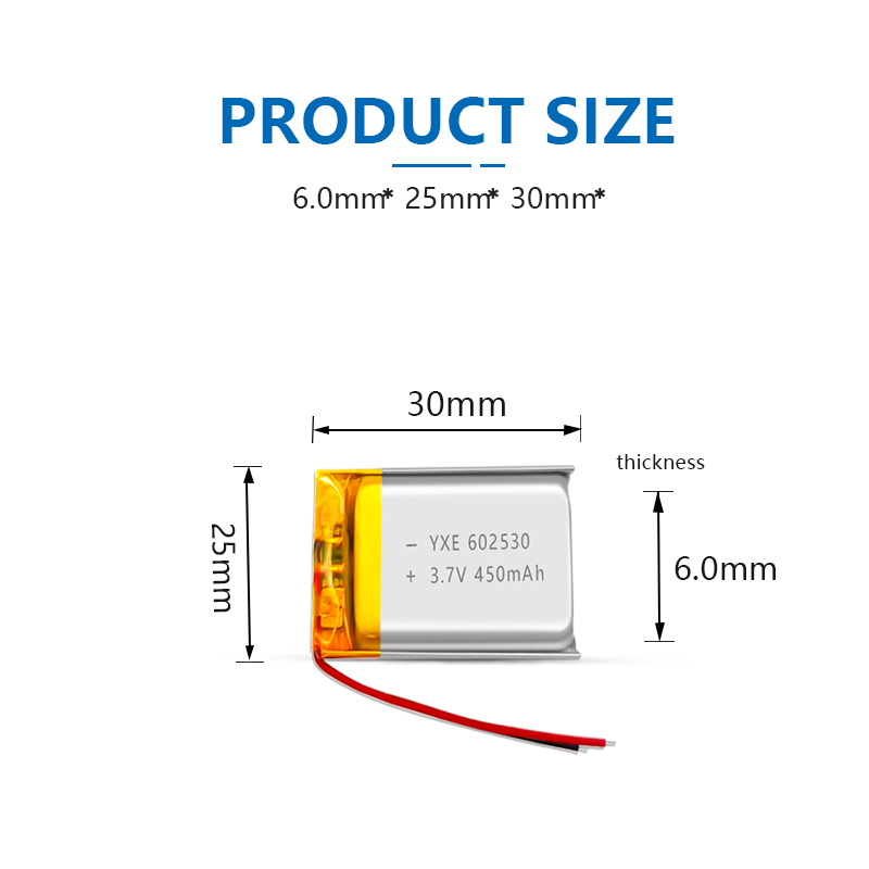 3.7 V Li-ion Battery 602530-450mah